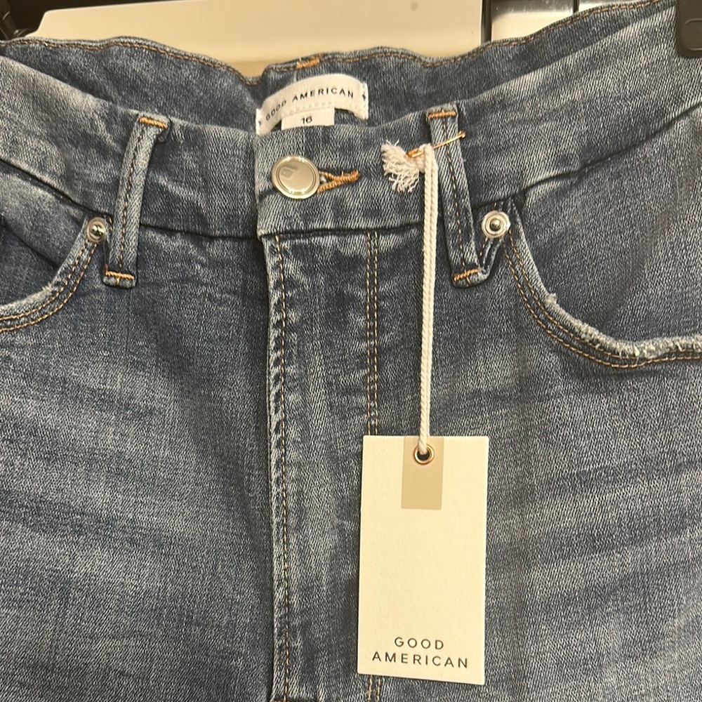 Good American High Rise Blue Jeans Medium Wash